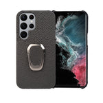 Per Samsung Galaxy S22 Ultra 5G Ring Holder Litchi Texture Custodia per telefono in vera pelle, For Samsung Galaxy S22 Ultra 5G