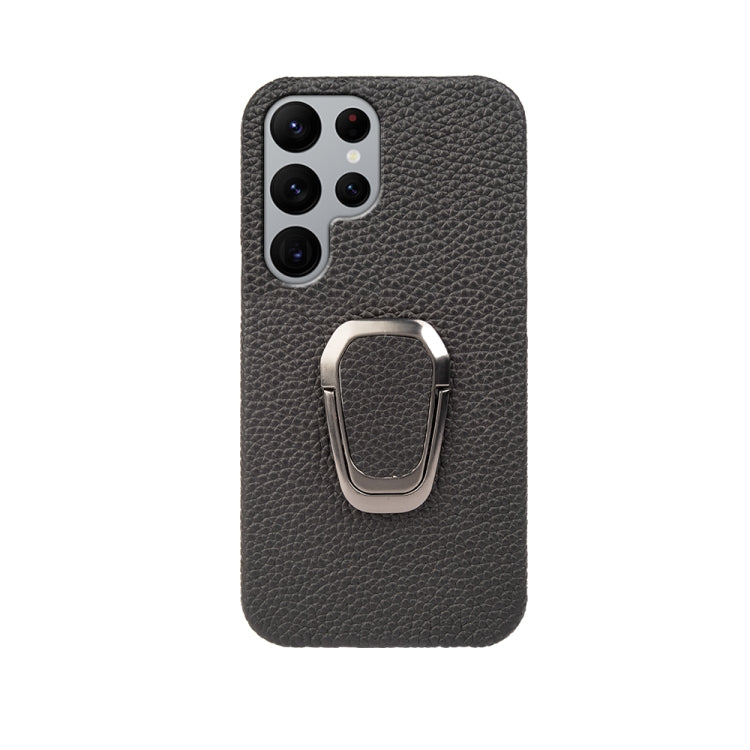 Per Samsung Galaxy S22 Ultra 5G Ring Holder Litchi Texture Custodia per telefono in vera pelle, For Samsung Galaxy S22 Ultra 5G