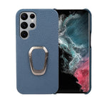Per Samsung Galaxy S22 Ultra 5G Ring Holder Litchi Texture Custodia per telefono in vera pelle, For Samsung Galaxy S22 Ultra 5G