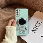 Cassa del telefono del supporto dell'astronauta di placcatura, For Samsung Galaxy S20, For Samsung Galaxy  A20, For Samsung Galaxy A50, For Samsung Galaxy  A70
