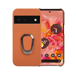 Per Google Pixel 6 Ring Holder Litchi Texture Custodia per telefono in vera pelle, For Google Pixel 6