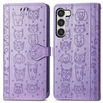Simpatica custodia per telefono in pelle goffrata con gatto e cane, For Samsung Galaxy S23 5G, For Samsung Galaxy S23+ 5G, For Samsung Galaxy S23 Ultra 5G