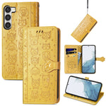 Simpatica custodia per telefono in pelle goffrata con gatto e cane, For Samsung Galaxy S23 5G, For Samsung Galaxy S23+ 5G, For Samsung Galaxy S23 Ultra 5G