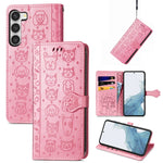 Simpatica custodia per telefono in pelle goffrata con gatto e cane, For Samsung Galaxy S23 5G, For Samsung Galaxy S23+ 5G, For Samsung Galaxy S23 Ultra 5G
