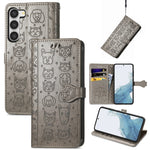 Simpatica custodia per telefono in pelle goffrata con gatto e cane, For Samsung Galaxy S23 5G, For Samsung Galaxy S23+ 5G, For Samsung Galaxy S23 Ultra 5G