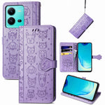 Simpatica custodia per telefono in pelle goffrata con gatto e cane, For vivo V25