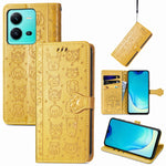 Simpatica custodia per telefono in pelle goffrata con gatto e cane, For vivo V25