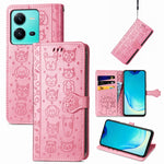 Simpatica custodia per telefono in pelle goffrata con gatto e cane, For vivo V25