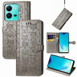 Simpatica custodia per telefono in pelle goffrata con gatto e cane, For vivo V25