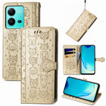 Simpatica custodia per telefono in pelle goffrata con gatto e cane, For vivo V25