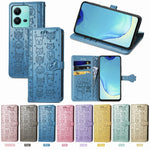 Simpatica custodia per telefono in pelle goffrata con gatto e cane, For vivo V25