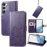 Custodia per telefono in pelle con fibbia in rilievo con chiusura a quattro foglie, For Samsung Galaxy S23 5G, For Samsung Galaxy S23+ 5G, For Samsung Galaxy S23 Ultra 5G, For Sony Xperia 5 IV