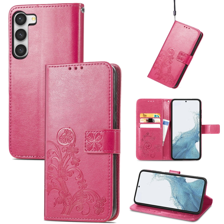 Custodia per telefono in pelle con fibbia in rilievo con chiusura a quattro foglie, For Samsung Galaxy S23 5G, For Samsung Galaxy S23+ 5G, For Samsung Galaxy S23 Ultra 5G, For Sony Xperia 5 IV