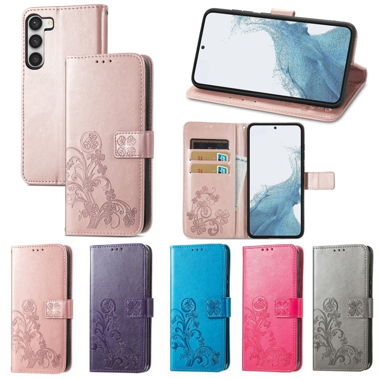 Custodia per telefono in pelle con fibbia in rilievo con chiusura a quattro foglie, For Samsung Galaxy S23 5G, For Samsung Galaxy S23+ 5G, For Samsung Galaxy S23 Ultra 5G, For Sony Xperia 5 IV