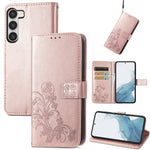 Custodia per telefono in pelle con fibbia in rilievo con chiusura a quattro foglie, For Samsung Galaxy S23 5G, For Samsung Galaxy S23+ 5G, For Samsung Galaxy S23 Ultra 5G, For Sony Xperia 5 IV