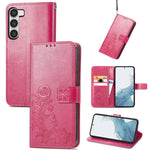 Custodia per telefono in pelle con fibbia in rilievo con chiusura a quattro foglie, For Samsung Galaxy S23 5G, For Samsung Galaxy S23+ 5G, For Samsung Galaxy S23 Ultra 5G, For Sony Xperia 5 IV