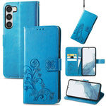 Custodia per telefono in pelle con fibbia in rilievo con chiusura a quattro foglie, For Samsung Galaxy S23 5G, For Samsung Galaxy S23+ 5G, For Samsung Galaxy S23 Ultra 5G, For Sony Xperia 5 IV