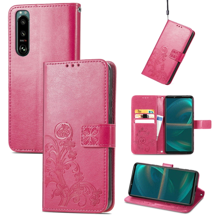 Custodia per telefono in pelle con fibbia in rilievo con chiusura a quattro foglie, For Samsung Galaxy S23 5G, For Samsung Galaxy S23+ 5G, For Samsung Galaxy S23 Ultra 5G, For Sony Xperia 5 IV