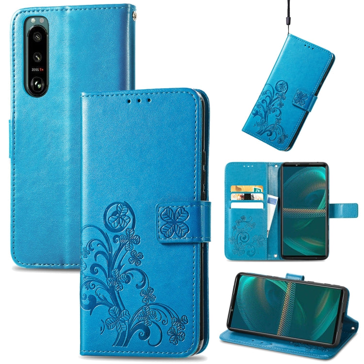 Custodia per telefono in pelle con fibbia in rilievo con chiusura a quattro foglie, For Samsung Galaxy S23 5G, For Samsung Galaxy S23+ 5G, For Samsung Galaxy S23 Ultra 5G, For Sony Xperia 5 IV