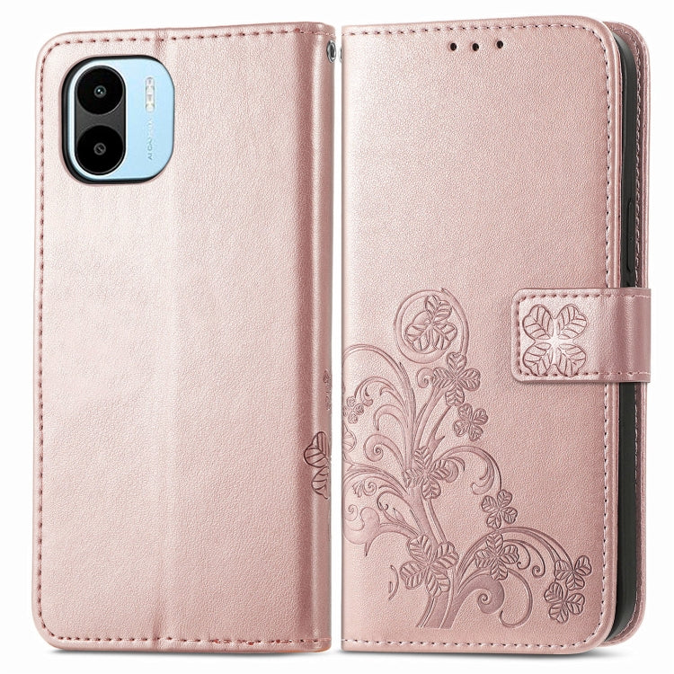Custodia per telefono in pelle con fibbia in rilievo con chiusura a quattro foglie, For Xiaomi Redmi A1, For Xiaomi Redmi Note 11T, For Xiaomi 12T / Redmi K50 Ultra