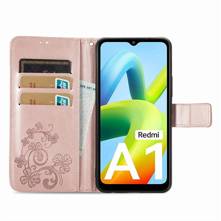 Custodia per telefono in pelle con fibbia in rilievo con chiusura a quattro foglie, For Xiaomi Redmi A1, For Xiaomi Redmi Note 11T, For Xiaomi 12T / Redmi K50 Ultra