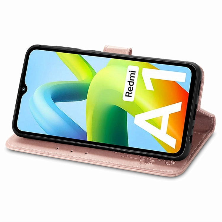 Custodia per telefono in pelle con fibbia in rilievo con chiusura a quattro foglie, For Xiaomi Redmi A1, For Xiaomi Redmi Note 11T, For Xiaomi 12T / Redmi K50 Ultra