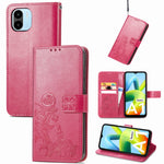 Custodia per telefono in pelle con fibbia in rilievo con chiusura a quattro foglie, For Xiaomi Redmi A1, For Xiaomi Redmi Note 11T, For Xiaomi 12T / Redmi K50 Ultra