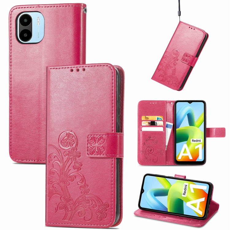 Custodia per telefono in pelle con fibbia in rilievo con chiusura a quattro foglie, For Xiaomi Redmi A1, For Xiaomi Redmi Note 11T, For Xiaomi 12T / Redmi K50 Ultra