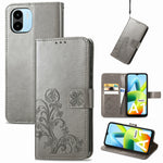 Custodia per telefono in pelle con fibbia in rilievo con chiusura a quattro foglie, For Xiaomi Redmi A1, For Xiaomi Redmi Note 11T, For Xiaomi 12T / Redmi K50 Ultra