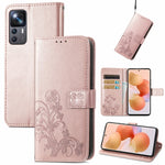 Custodia per telefono in pelle con fibbia in rilievo con chiusura a quattro foglie, For Xiaomi Redmi A1, For Xiaomi Redmi Note 11T, For Xiaomi 12T / Redmi K50 Ultra