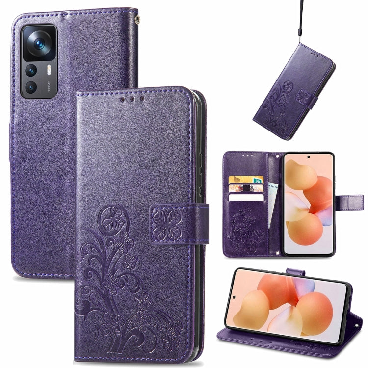 Custodia per telefono in pelle con fibbia in rilievo con chiusura a quattro foglie, For Xiaomi Redmi A1, For Xiaomi Redmi Note 11T, For Xiaomi 12T / Redmi K50 Ultra