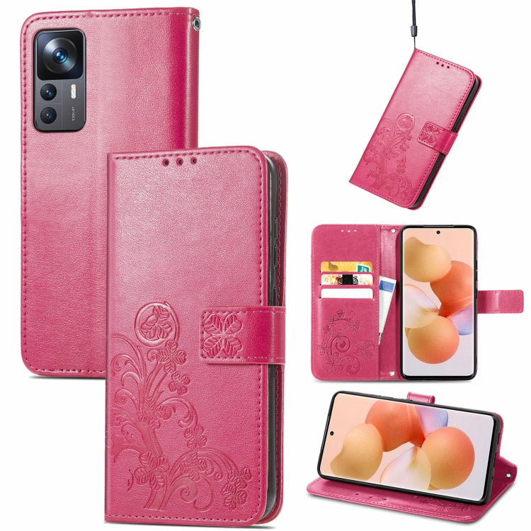 Custodia per telefono in pelle con fibbia in rilievo con chiusura a quattro foglie, For Xiaomi Redmi A1, For Xiaomi Redmi Note 11T, For Xiaomi 12T / Redmi K50 Ultra