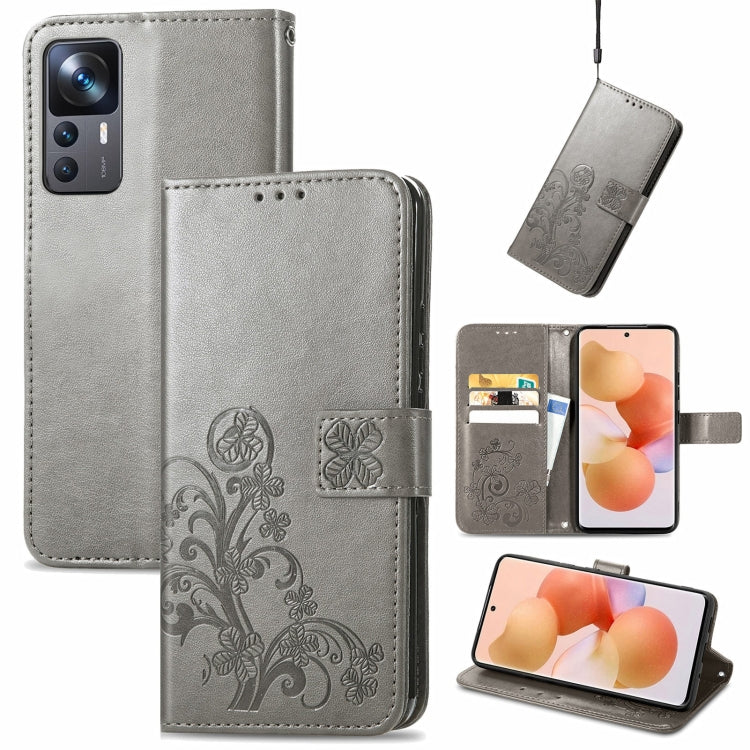 Custodia per telefono in pelle con fibbia in rilievo con chiusura a quattro foglie, For Xiaomi Redmi A1, For Xiaomi Redmi Note 11T, For Xiaomi 12T / Redmi K50 Ultra