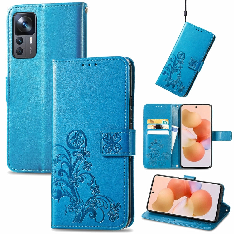 Custodia per telefono in pelle con fibbia in rilievo con chiusura a quattro foglie, For Xiaomi Redmi A1, For Xiaomi Redmi Note 11T, For Xiaomi 12T / Redmi K50 Ultra