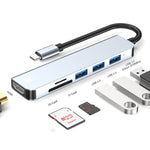Adattatore docking station USB-C 6 in 1 con HDMI 4K