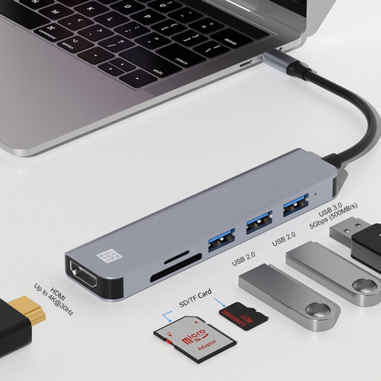 Adattatore docking station USB-C 6 in 1 con HDMI 4K
