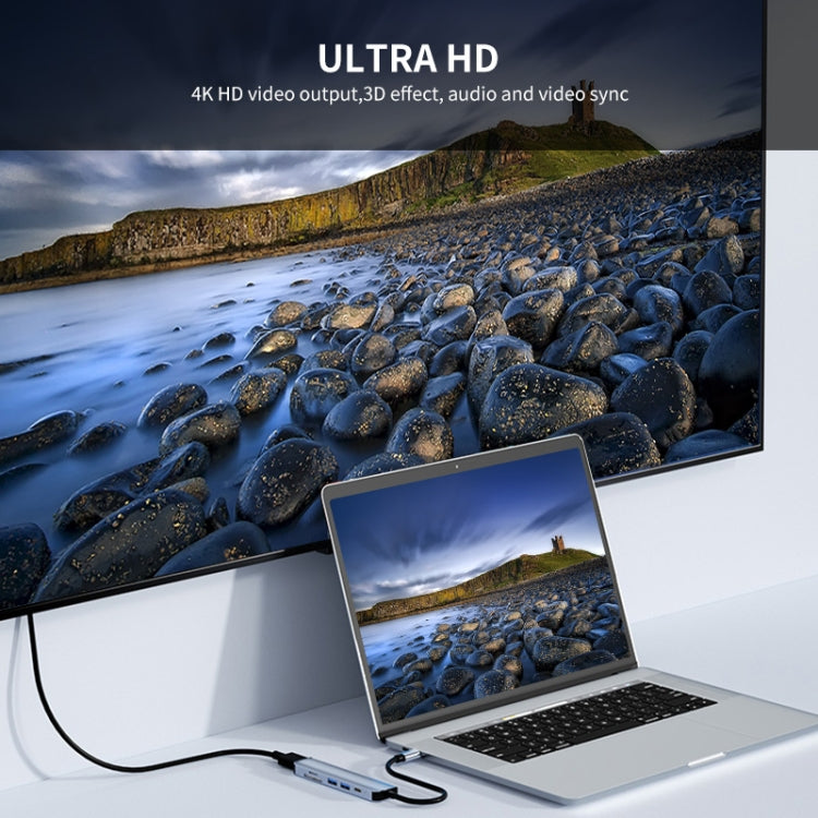 Adattatore docking station USB-C 6 in 1 con HDMI 4K