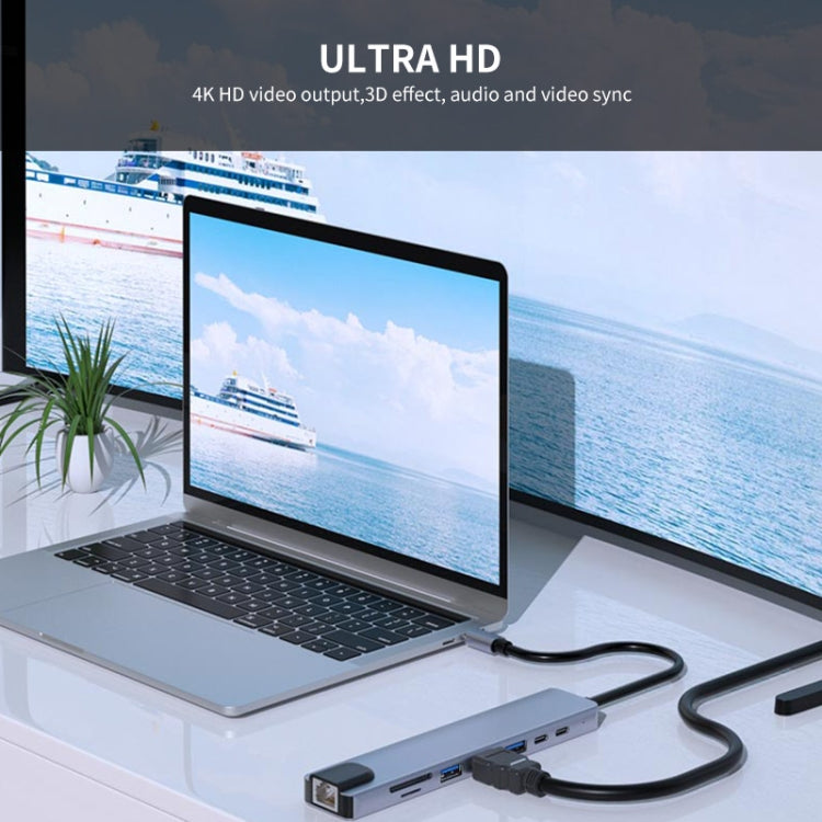 Adattatore docking station USB-C 8 in 1 con HDMI 4K
