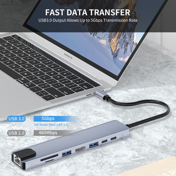 Adattatore docking station USB-C 8 in 1 con HDMI 4K