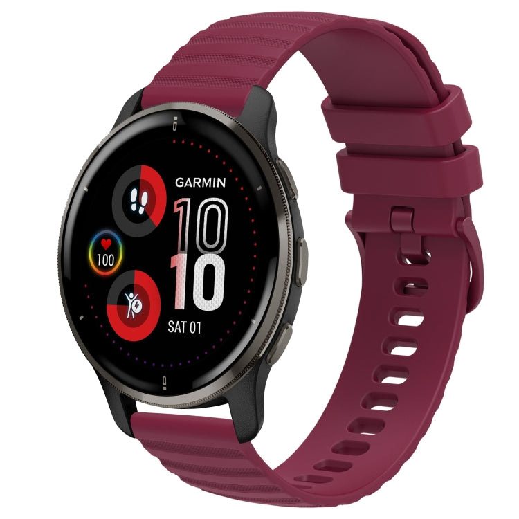 Cinturino in silicone tinta unita con motivo a pois ondulato da 20 mm, For Garmin Vivomove Sport, For Garmin Venu 2 Plus