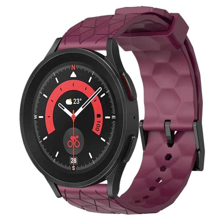 Cinturino per orologio in silicone tinta unita con motivo a calcio da 20 mm, For Samsung Galaxy Watch 5 Pro 45mm, For Samsung Galaxy Watch 4 44mm