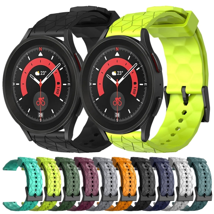 Cinturino per orologio in silicone tinta unita con motivo a calcio da 20 mm, For Samsung Galaxy Watch 5 Pro 45mm, For Samsung Galaxy Watch 4 44mm