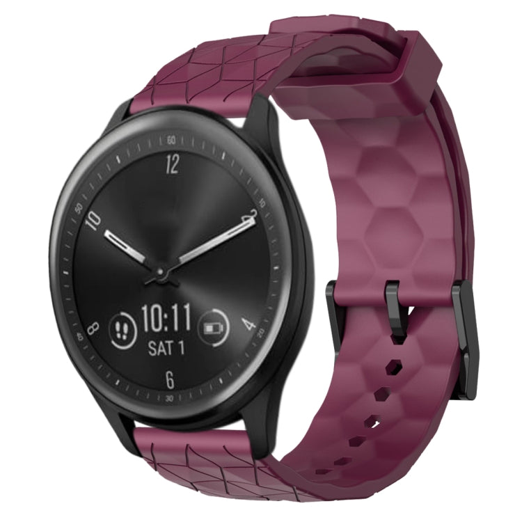 Cinturino per orologio in silicone tinta unita con motivo a calcio da 20 mm, For Garmin Vivomove Sport, For Garmin Venu 2 Plus