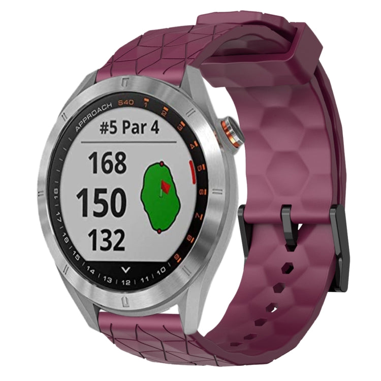 Cinturino per orologio in silicone tinta unita con motivo a calcio da 20 mm, For Garmin Approach S40, For Garmin Forerunner 158