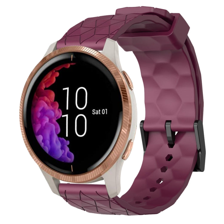 Cinturino per orologio in silicone tinta unita con motivo a calcio da 20 mm, For Garmin Forerunner 55, For Garmin Venu