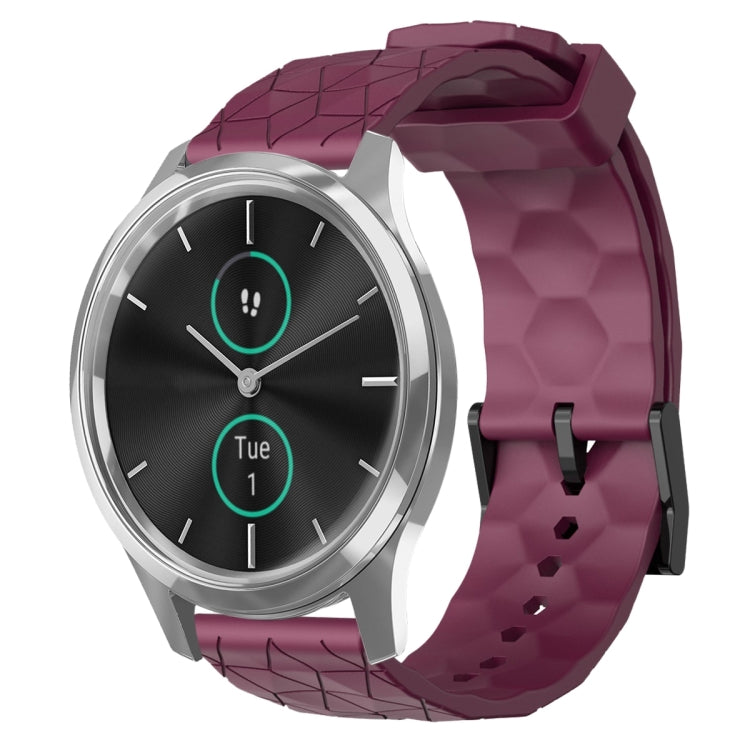 Cinturino per orologio in silicone tinta unita con motivo a calcio da 20 mm, For Garmin Venu SQ, For Garminmove Luxe