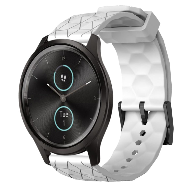 Cinturino per orologio in silicone tinta unita con motivo a calcio da 20 mm, For Garminmove Style, For Garmin Forerunner 645 Music