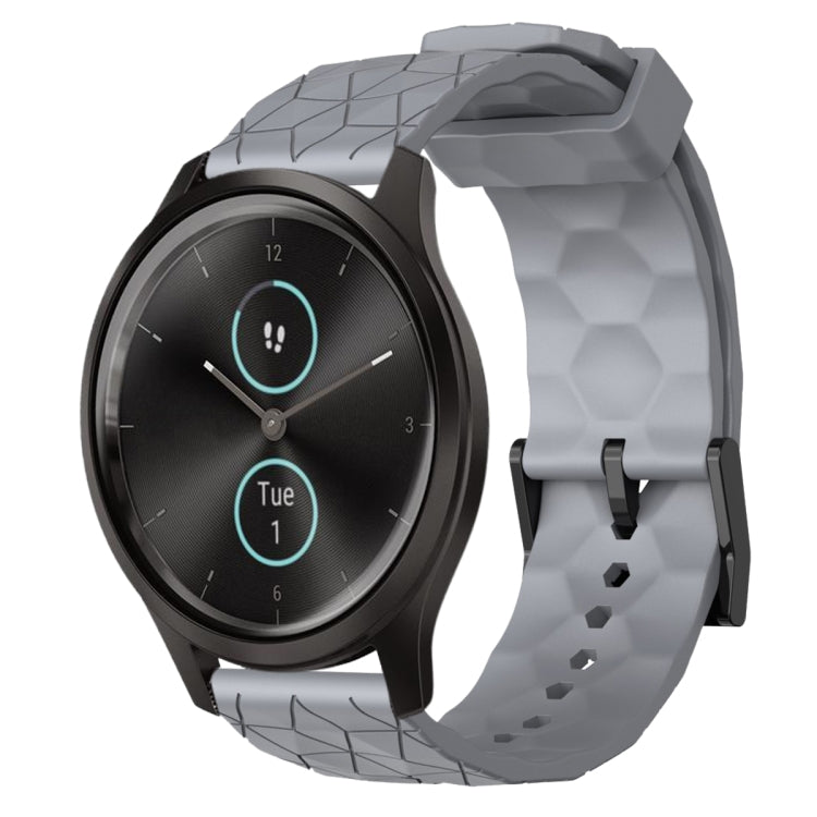Cinturino per orologio in silicone tinta unita con motivo a calcio da 20 mm, For Garminmove Style, For Garmin Forerunner 645 Music