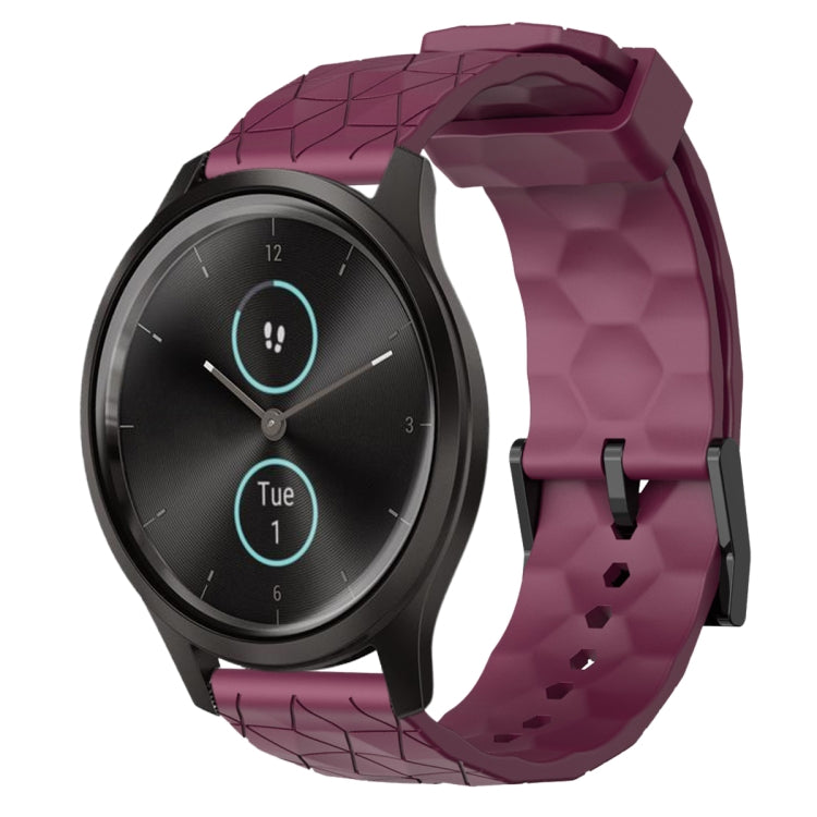 Cinturino per orologio in silicone tinta unita con motivo a calcio da 20 mm, For Garminmove Style, For Garmin Forerunner 645 Music