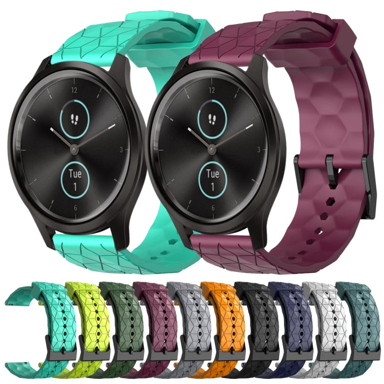 Cinturino per orologio in silicone tinta unita con motivo a calcio da 20 mm, For Garminmove Style, For Garmin Forerunner 645 Music